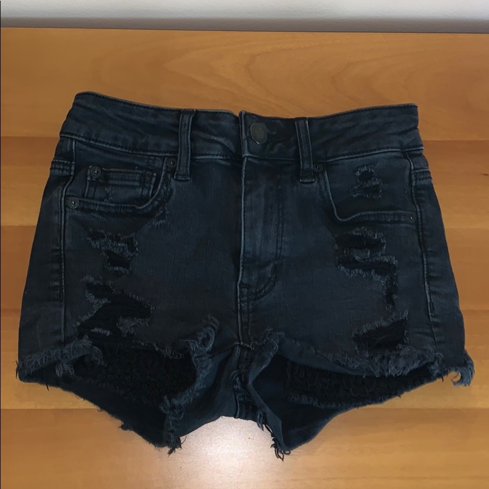 American Eagle Black Ripped shorts